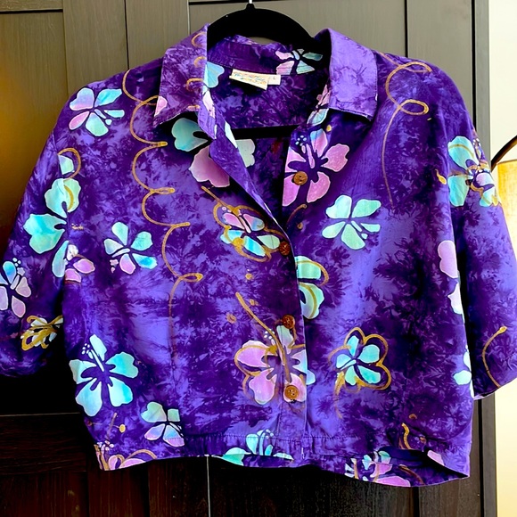 Floral Vintage Cropped Button Up - Picture 1 of 5